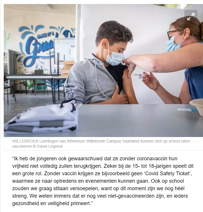 Atheneum Willebroek bouwt refter om tot vaccinatiecentrum: 60 jongeren kiezen voor coronaprik